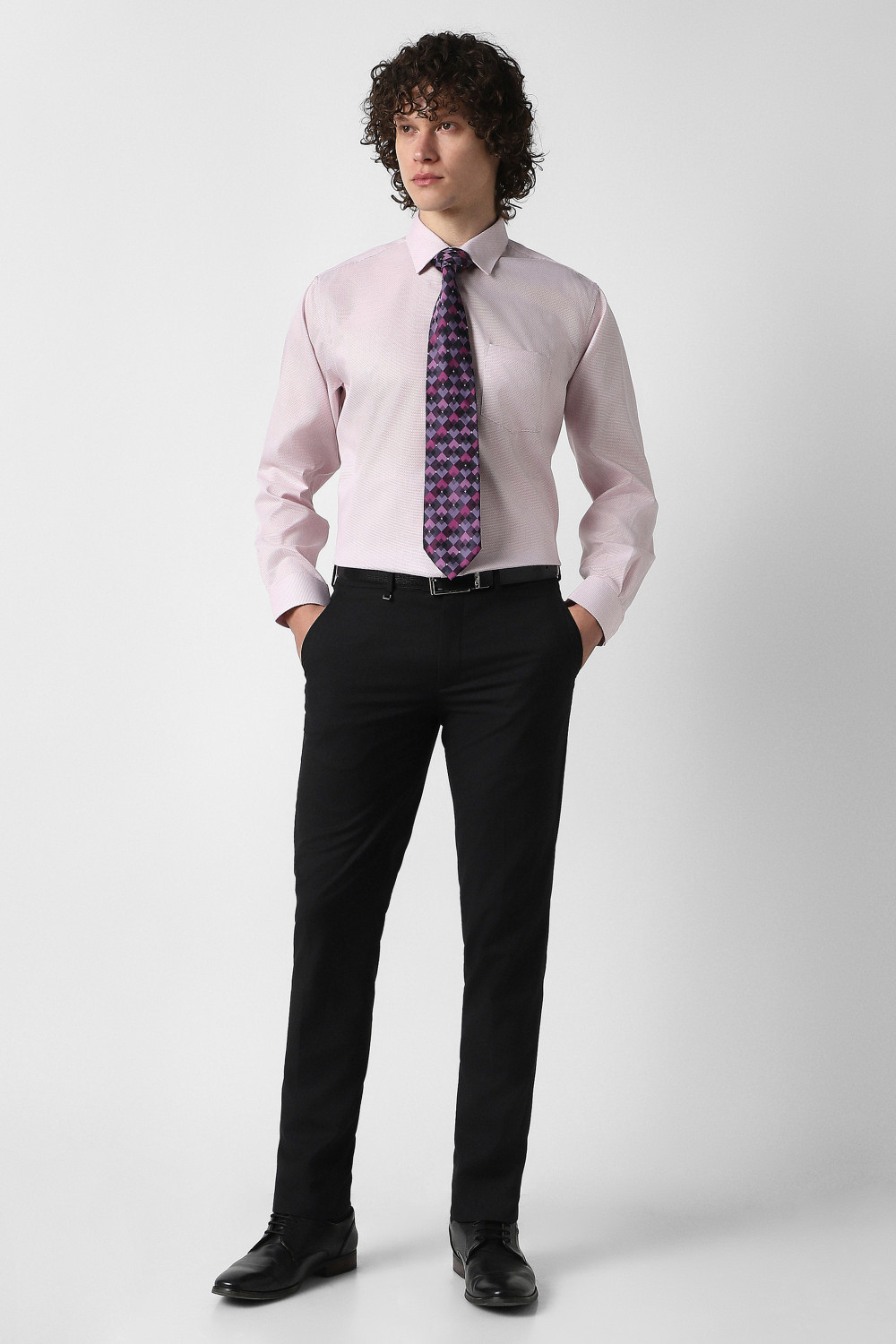 Image of VAN HEUSEN Men Regular Fit Self Design Formal Shirt