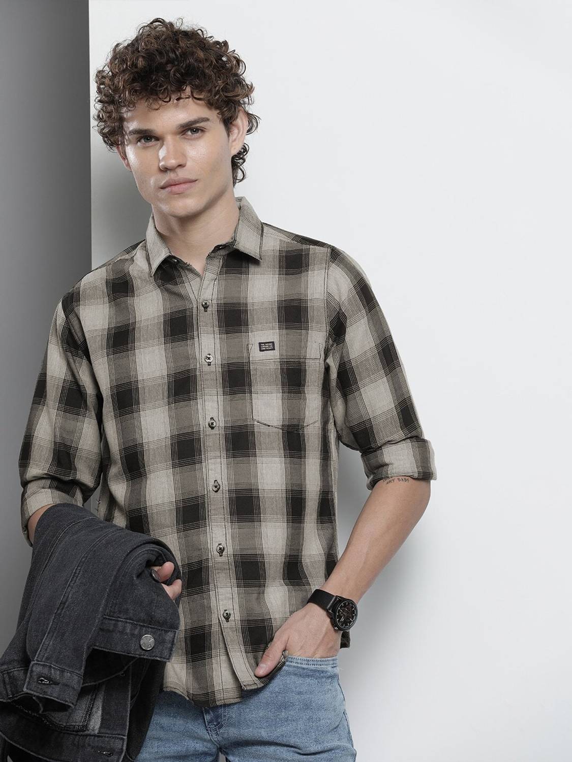 The Indian Garage Co. Men Black Checkered Shirt - Image 1