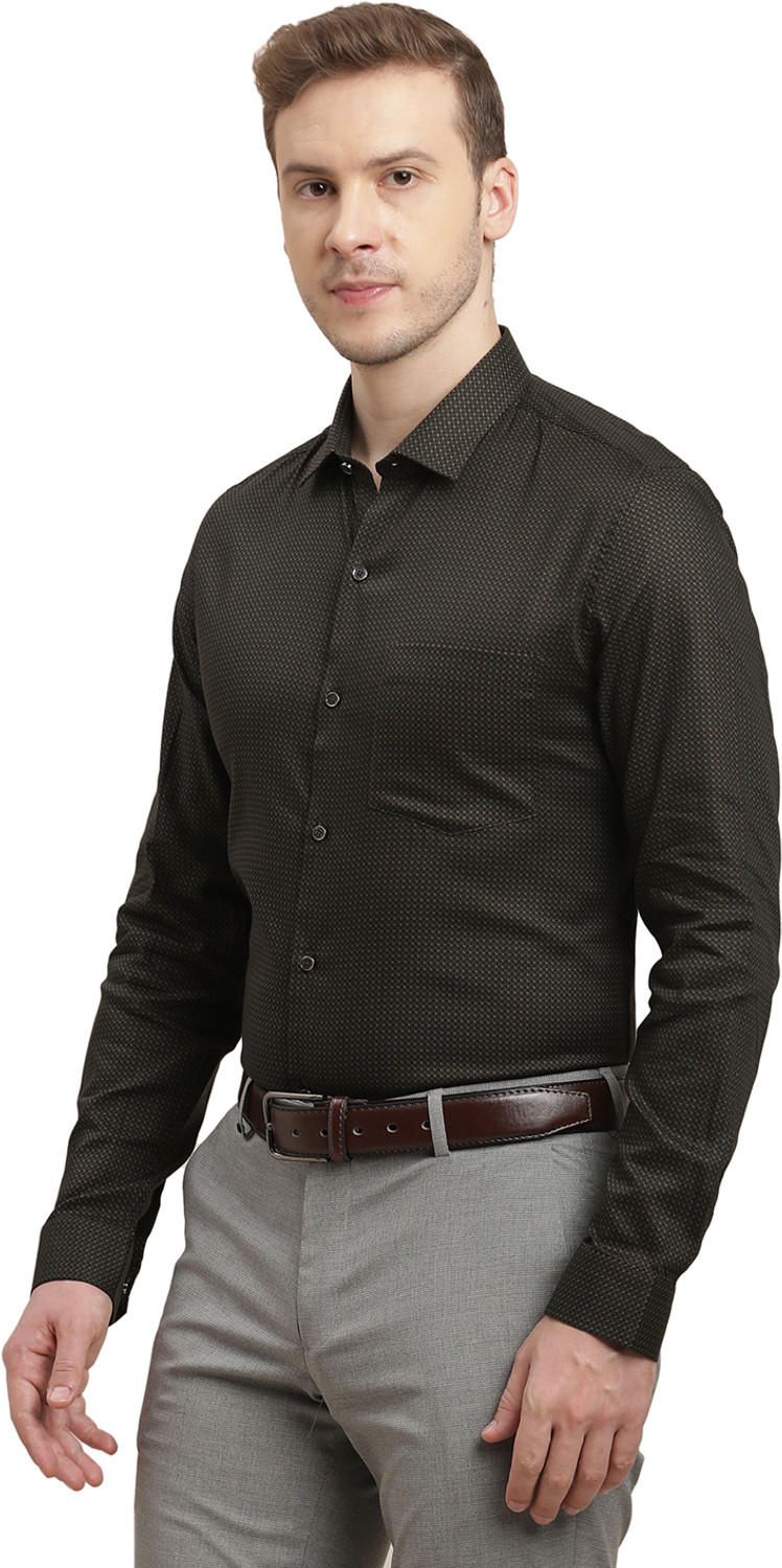 Image of TURTLE Men Printed Formal Black Shirt