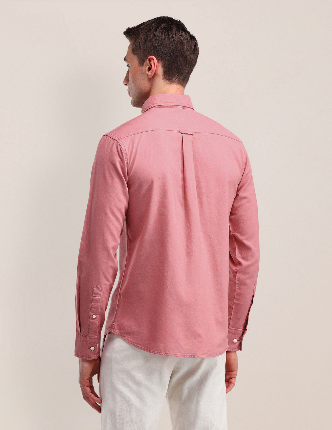 Image of U.S. POLO ASSN. Men Solid Casual Pink Shirt