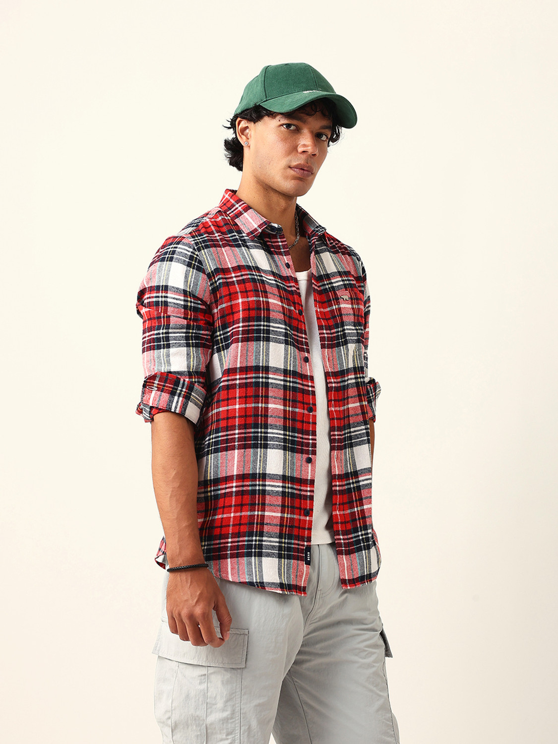 Image of THE BEAR HOUSE Men Checkered Casual Multicolor Shirt