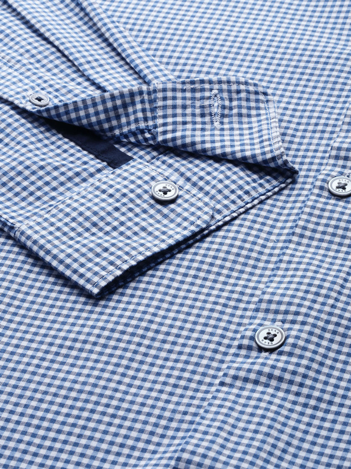 Image of THE BEAR HOUSE Men Checkered Casual Blue, White Shirt