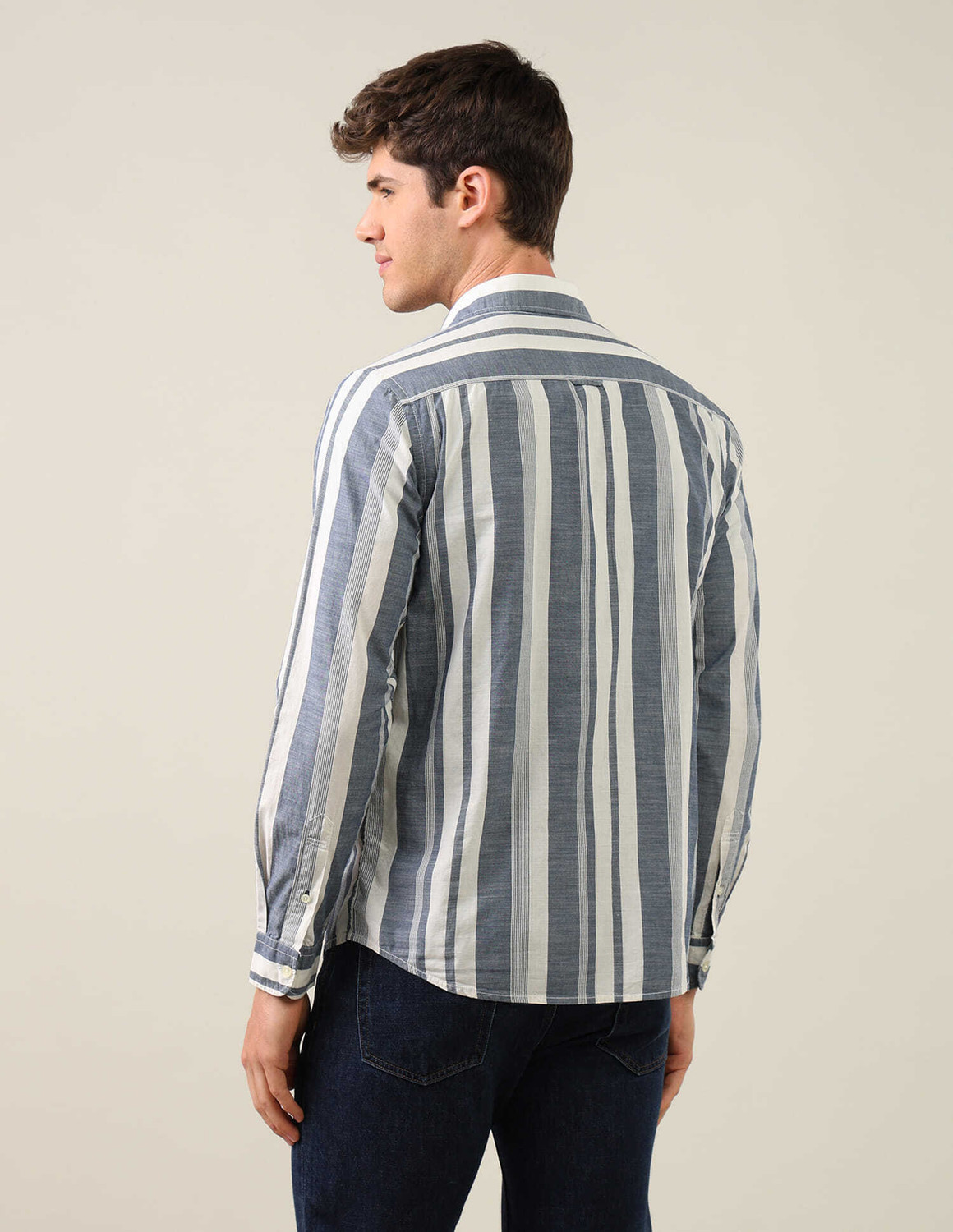 Image of U.S. Polo Assn. Denim Co. Men Striped Casual Blue Shirt