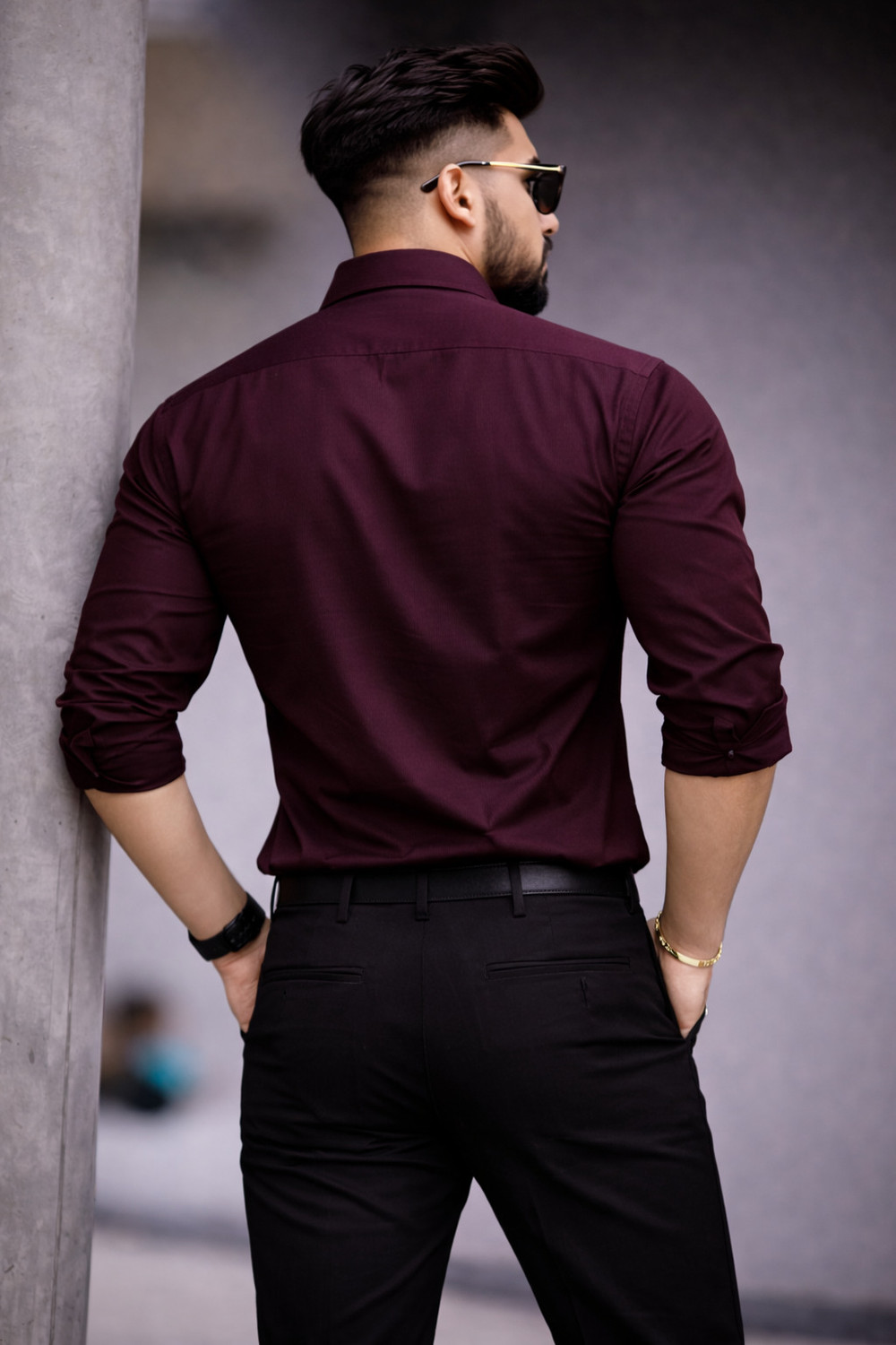 Image of PRIVASTRAM Men Solid Casual Maroon Shirt