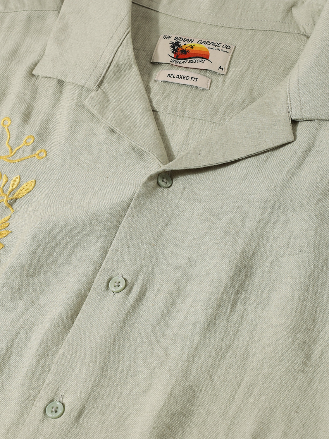 Image of The Indian Garage Co. Men Solid Beach Wear Green Shirt