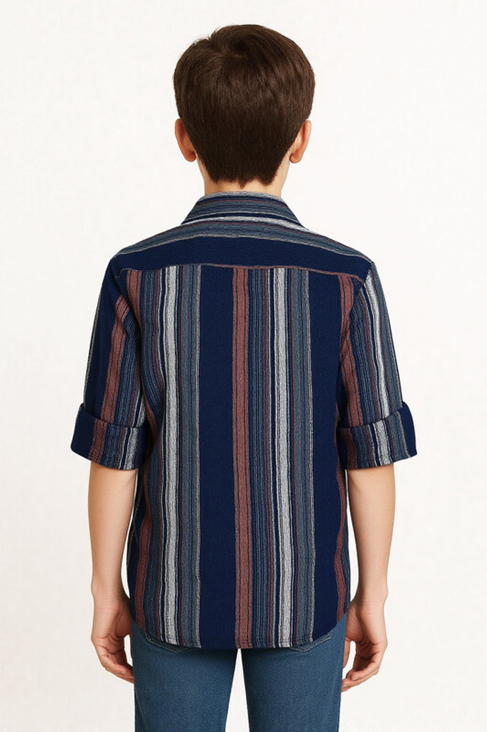 Image of CAVIO Boys Striped Casual Brown Shirt