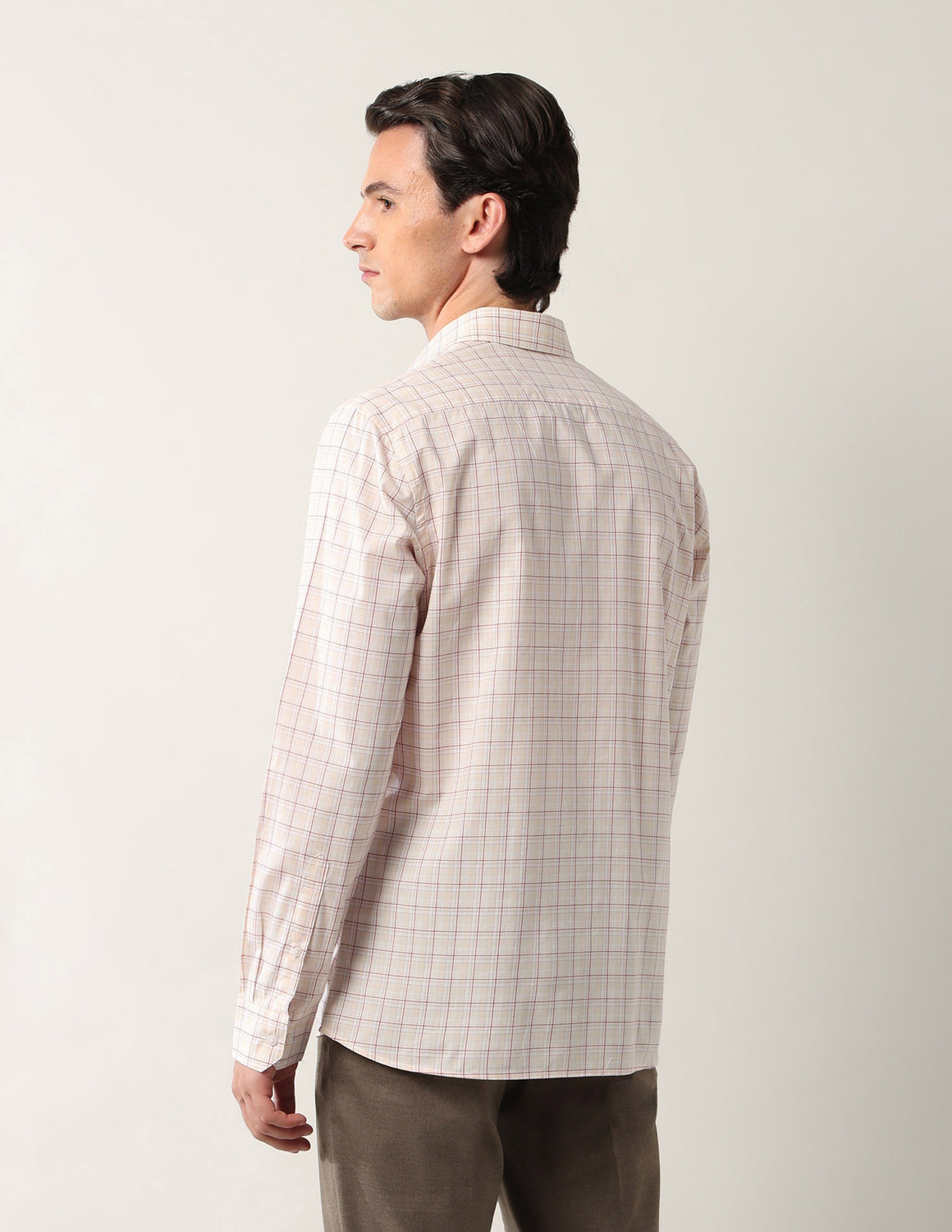 Image of ARROW Men Checkered Formal Orange Shirt