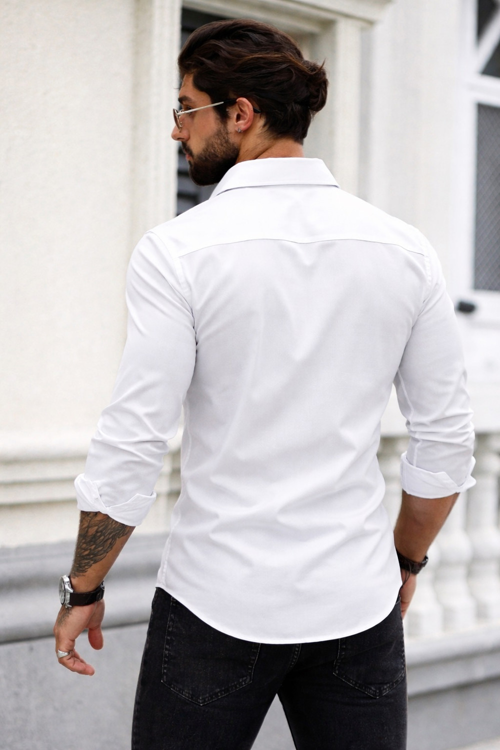 Image of METRONAUT Men Solid Casual White Shirt