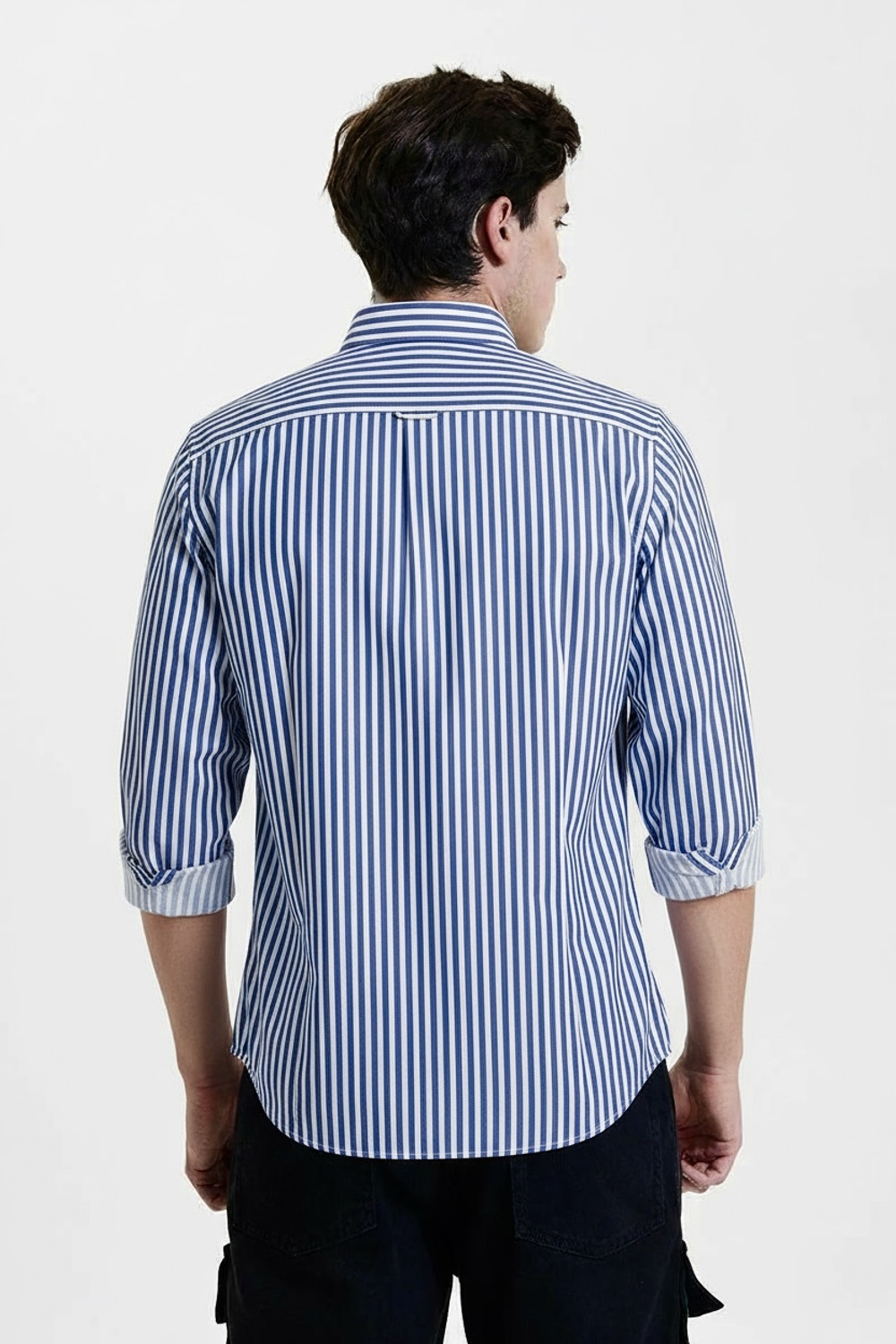 Image of RODEIZ Men Striped Casual Dark Blue, White Shirt