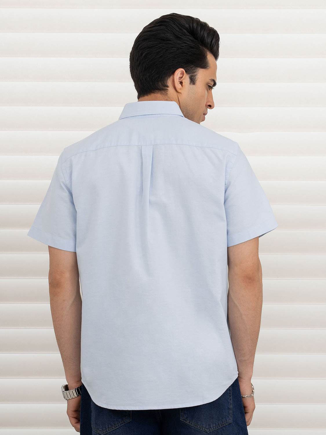 Image of RED TAPE Men Solid Casual Blue Shirt
