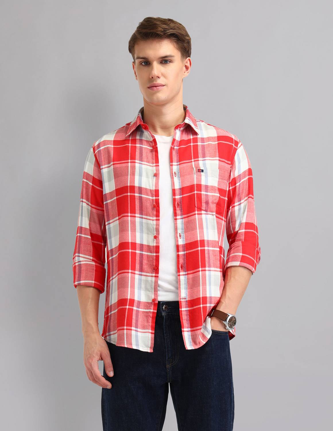 AD by Arvind Men Checkered Casual Red Shirt