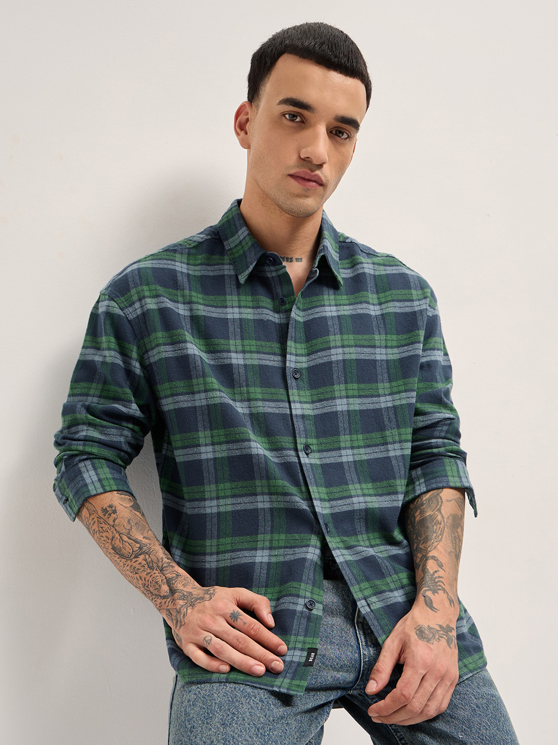 Image of THE BEAR HOUSE Men Checkered Casual Multicolor Shirt