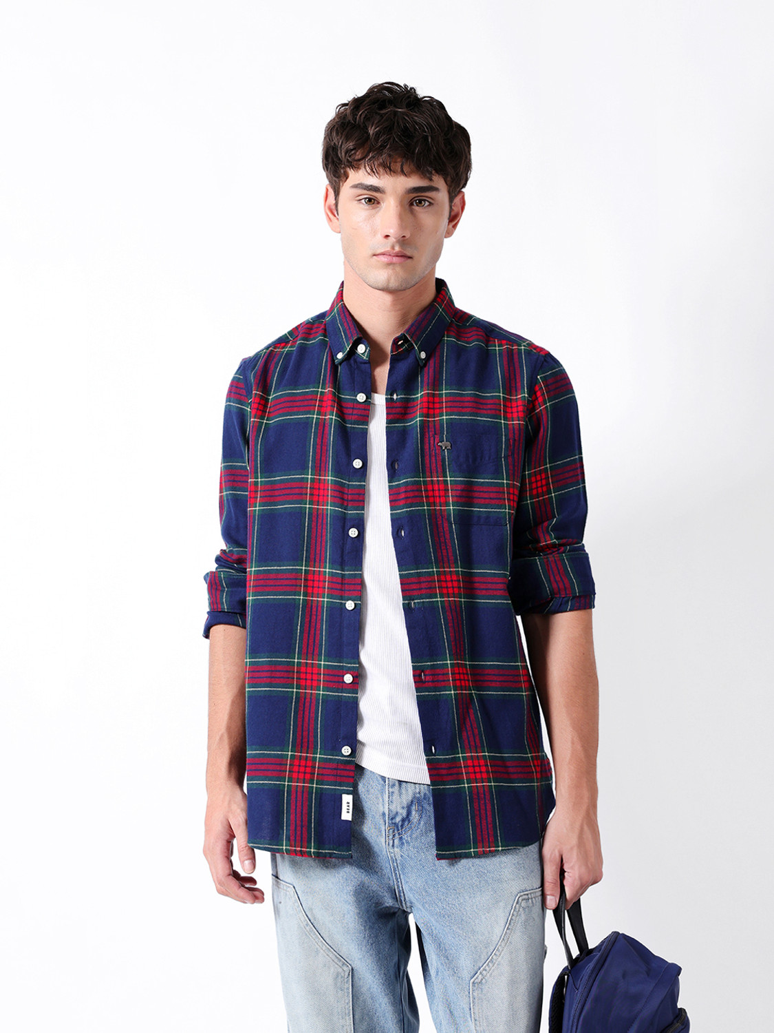 Image of THE BEAR HOUSE Men Checkered Casual Multicolor Shirt
