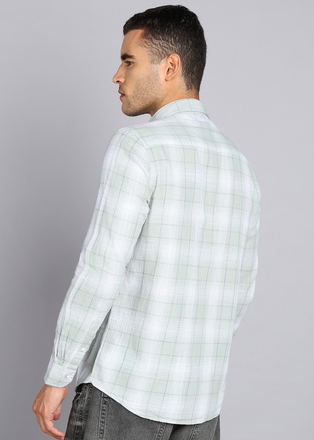 Image of INTEGRITI Men Checkered Casual Green Shirt