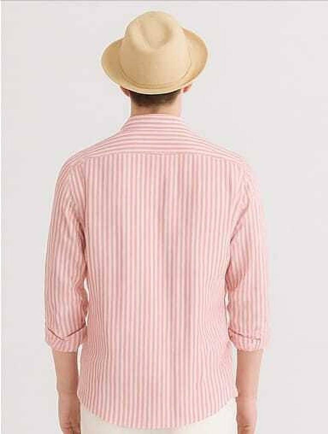 Mihit Lifestyle Men Striped Pink Shirt - Image 3