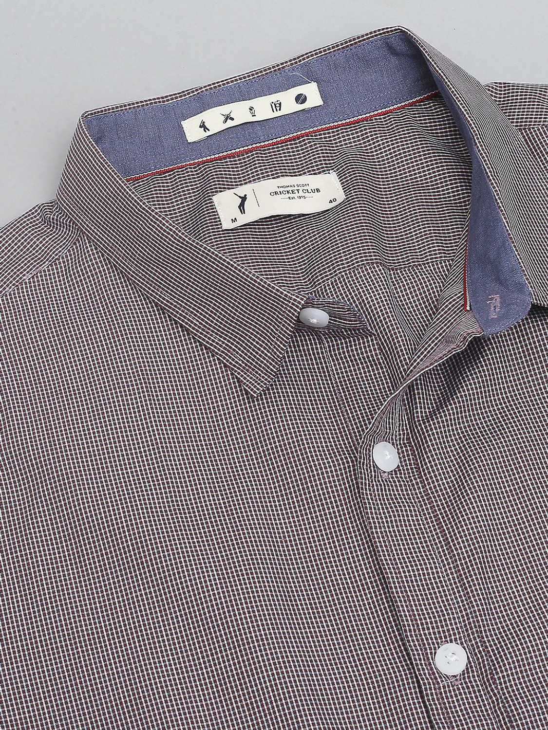 Image of THOMAS SCOTT Men Checkered Casual Grey Shirt