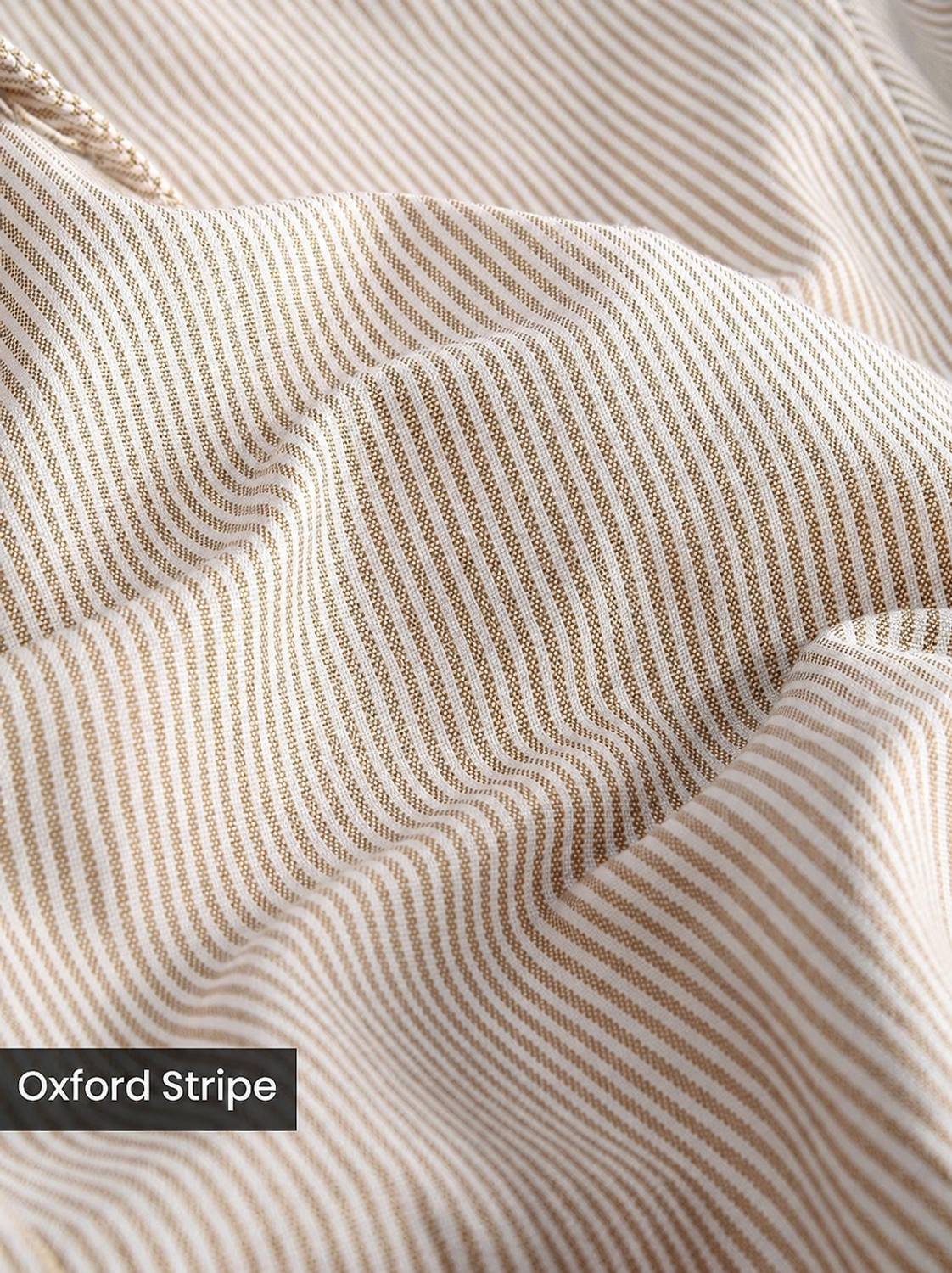 COMBRAIDED Men Striped Casual Beige Shirt - Image 3