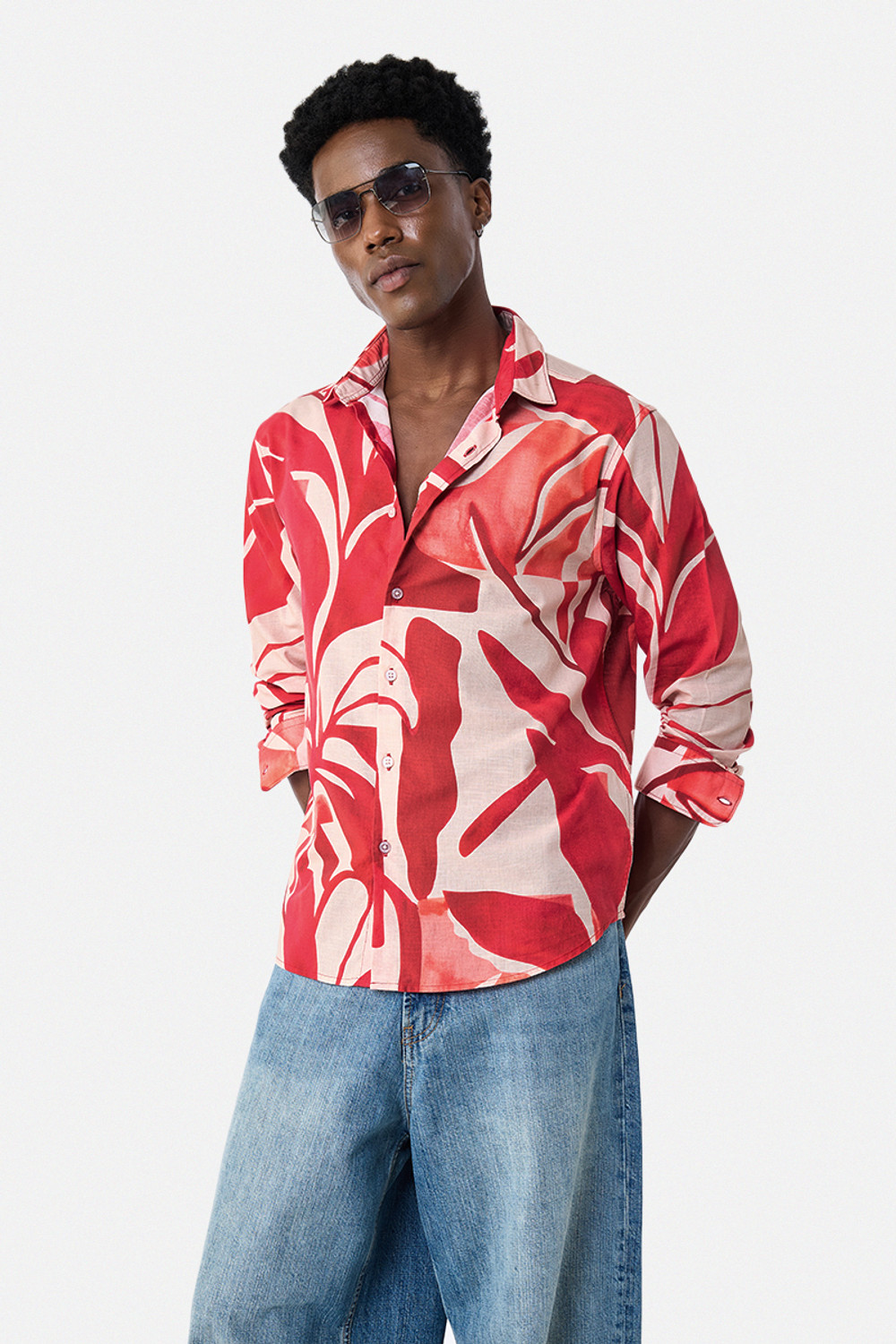 Image of Snitch Men Regular Fit Printed Spread Collar Casual Shirt