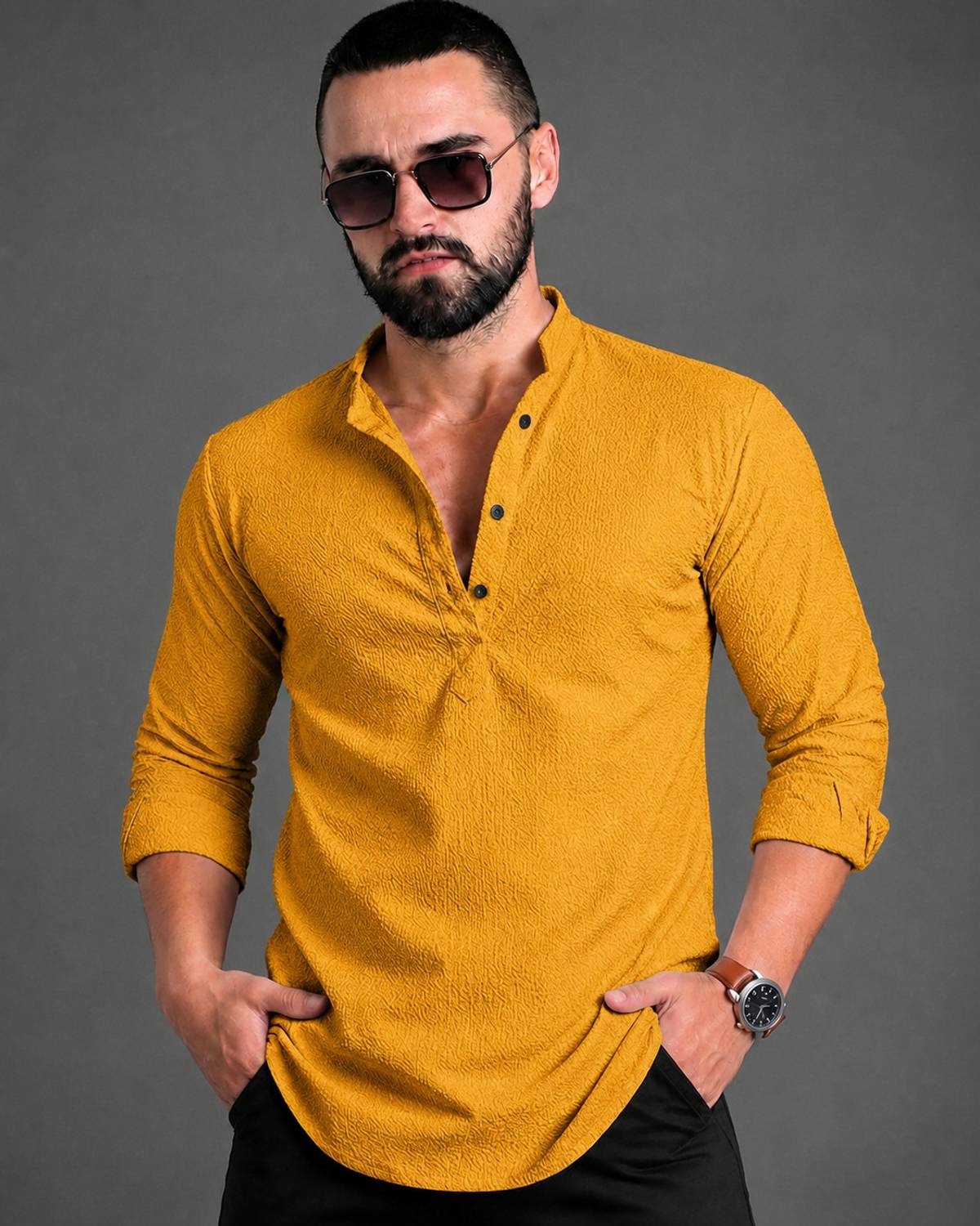 COMBRAIDED Men Yellow Casual Shirt - Image 1