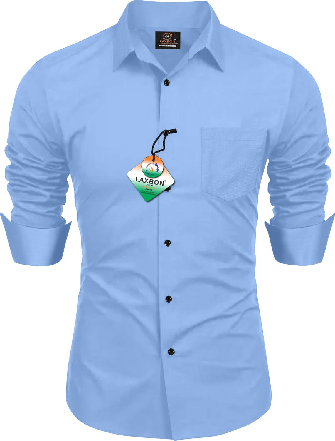 AITAVIKOVERSEAS Men Solid Casual Light Blue Shirt