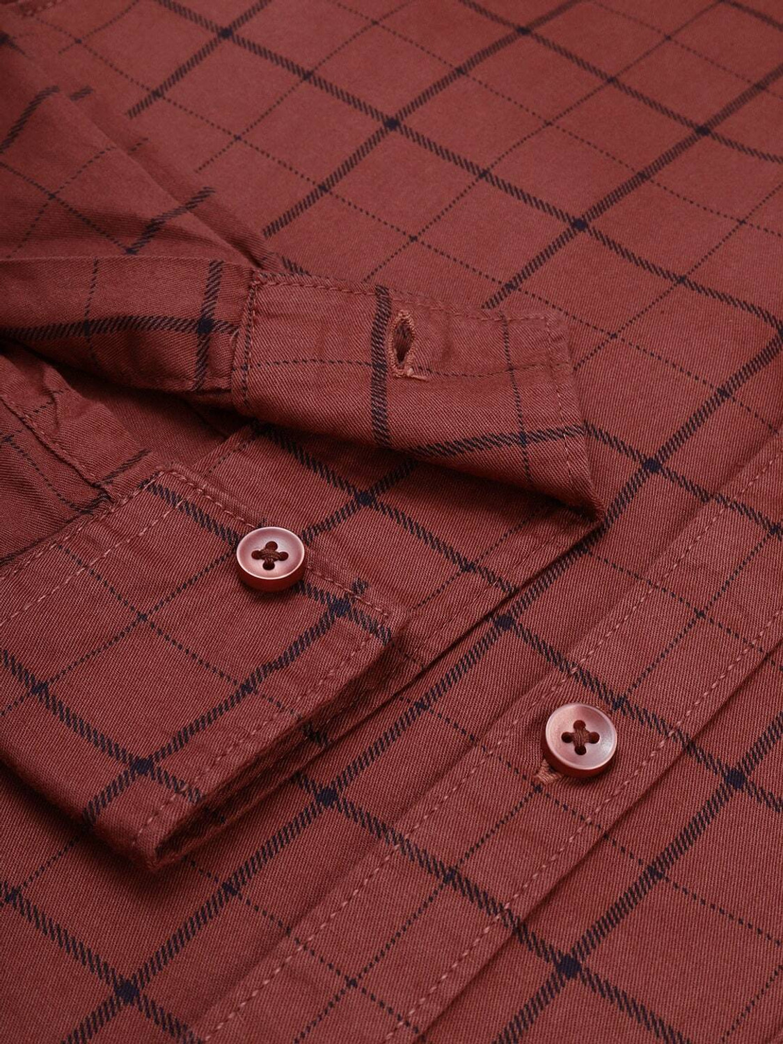 Image of The Indian Garage Co. Men Checkered Casual Brown Shirt