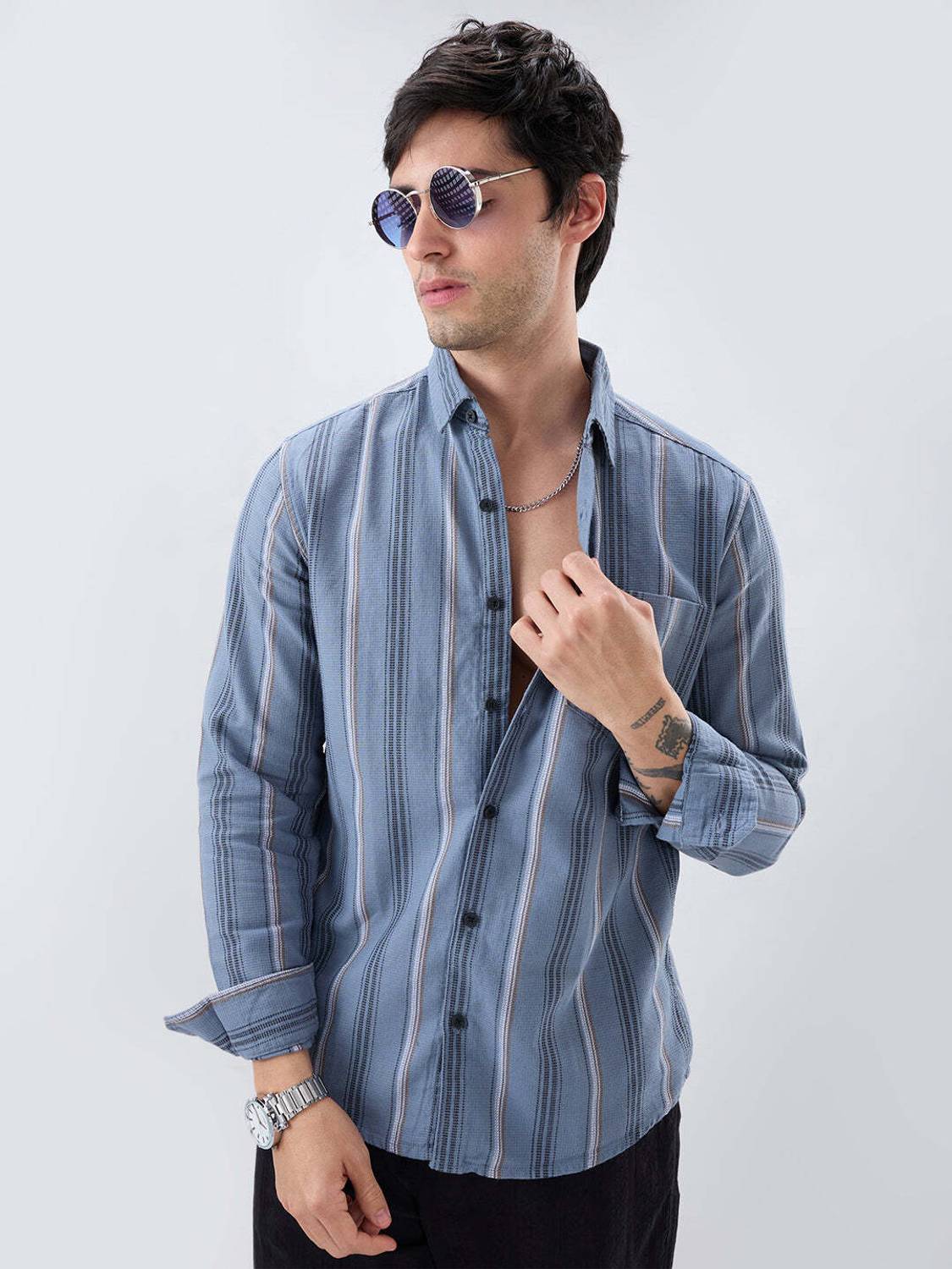 VASTRADO Men Striped Multicolor Shirt - Image 2