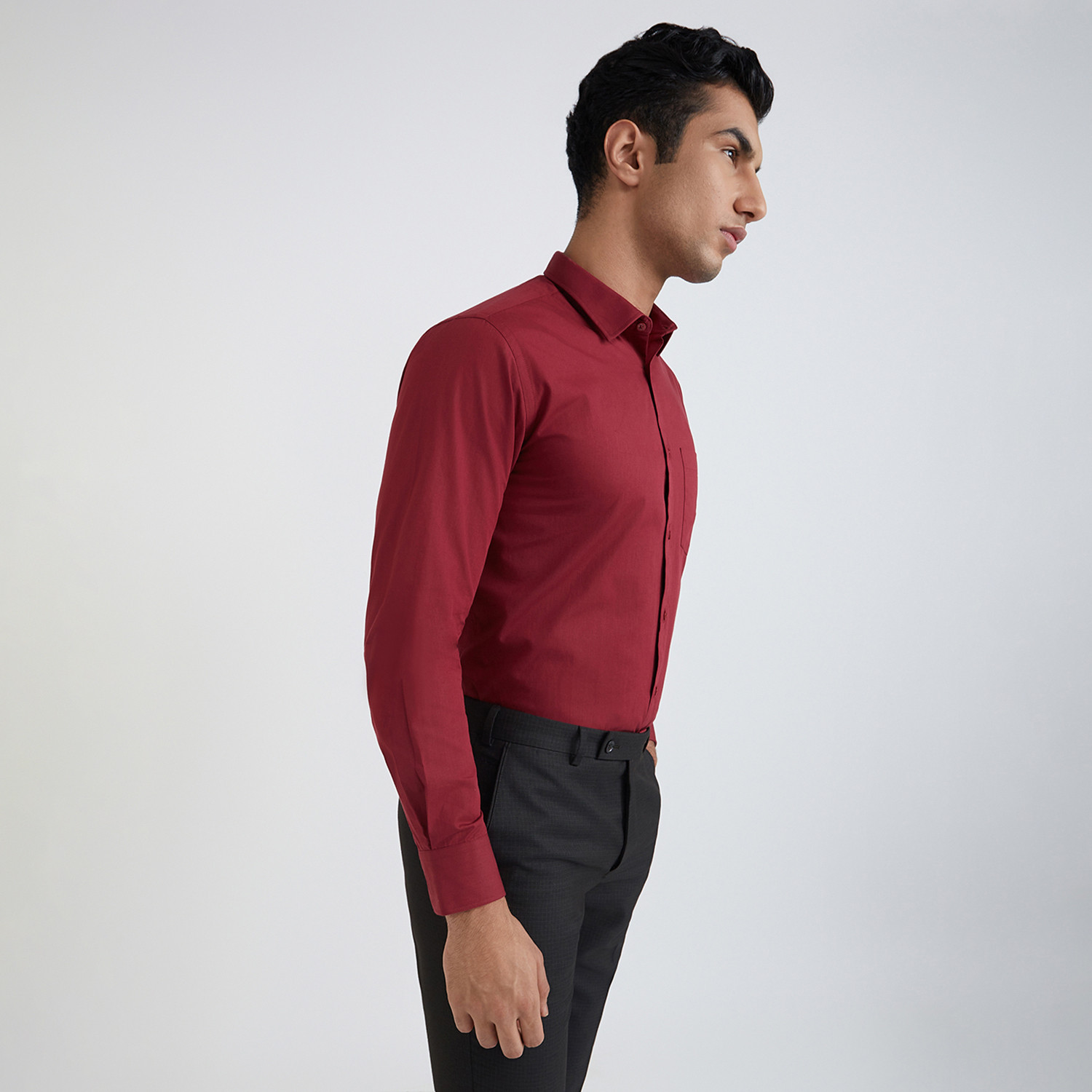 Image of PARK AVENUE Men Self Design Formal Maroon Shirt