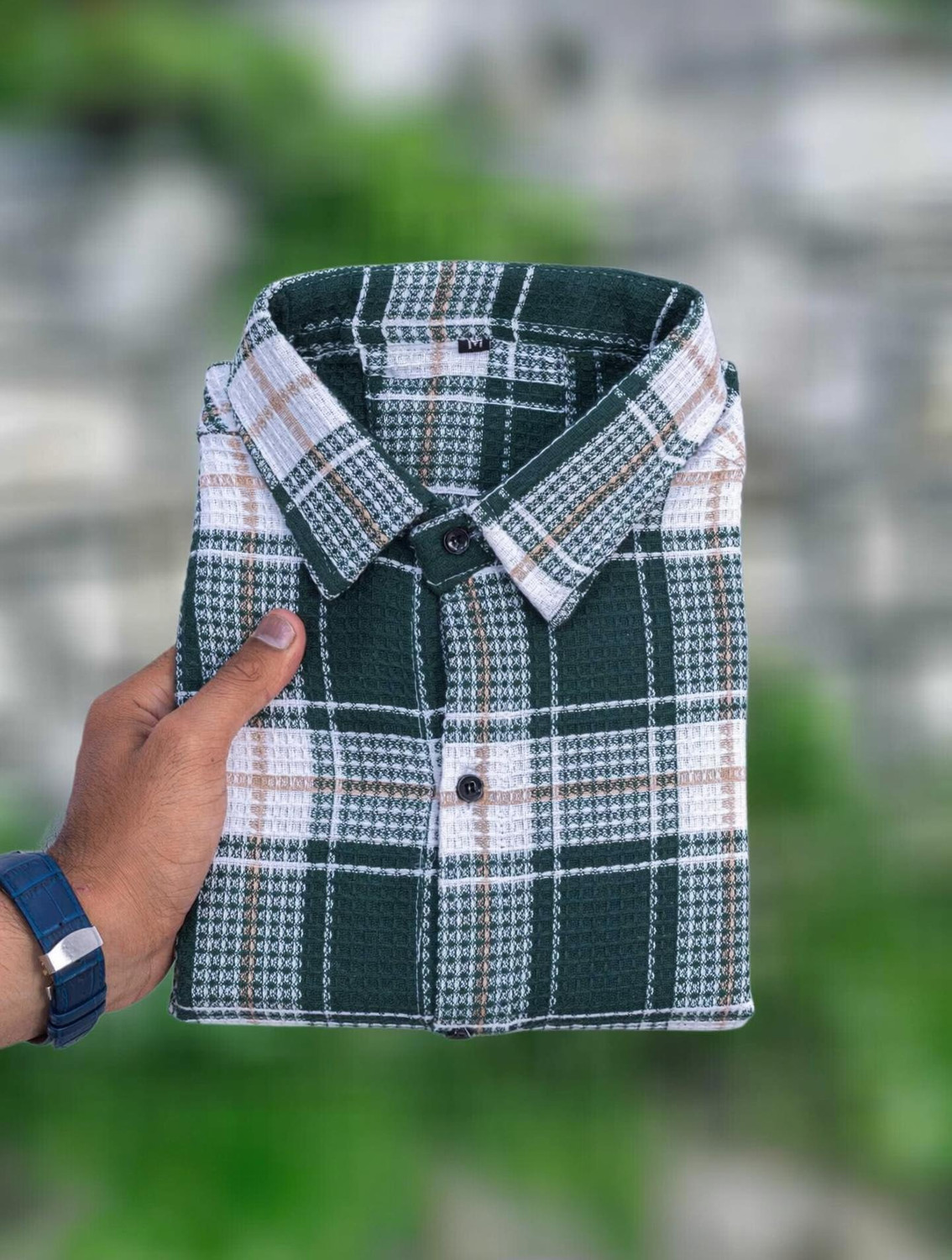 Image of Mahira Enterprise Men Checkered Casual Green, White Shirt