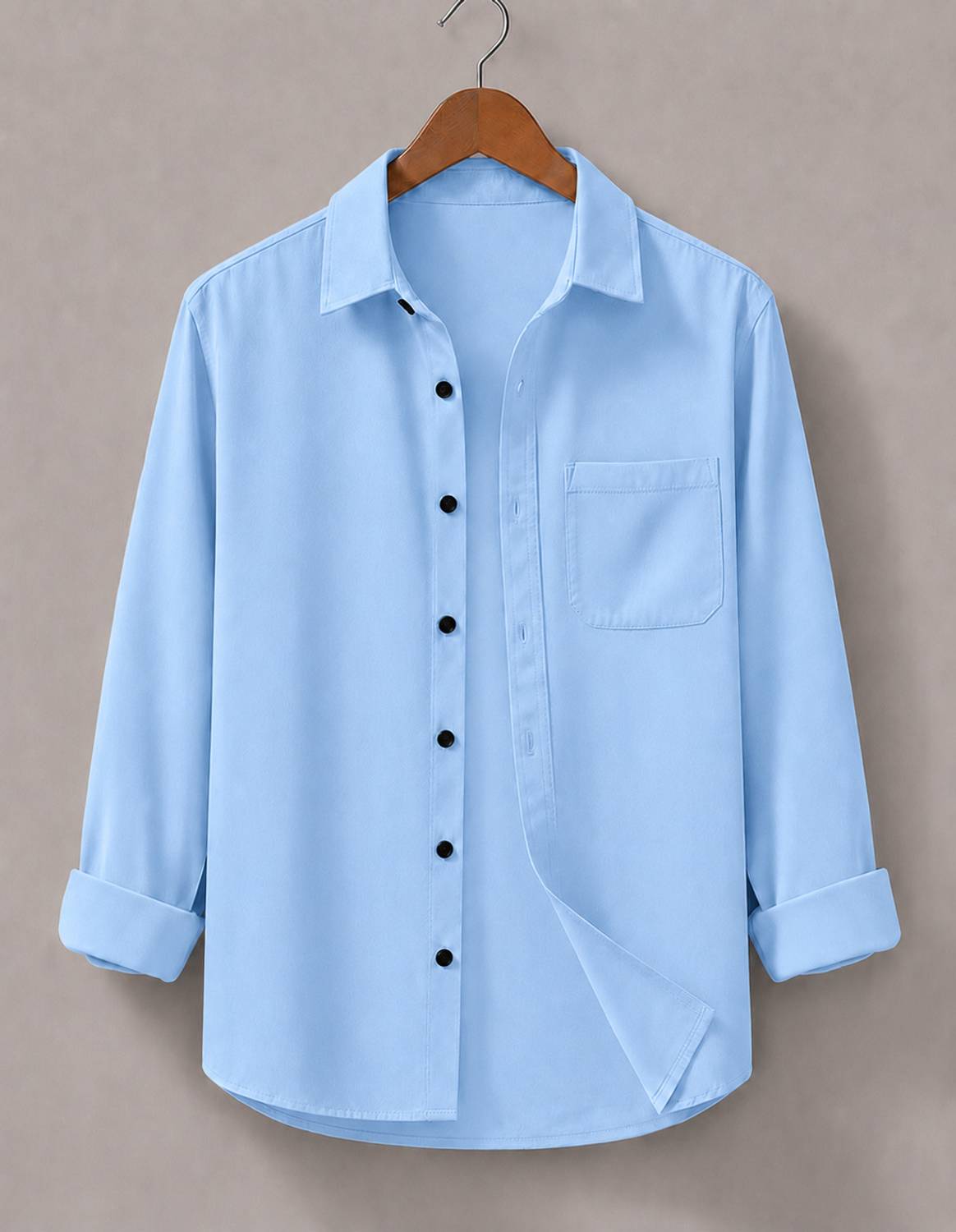 mozero Men Regular Fit Solid Spread Collar Casual Shirt - Image 1
