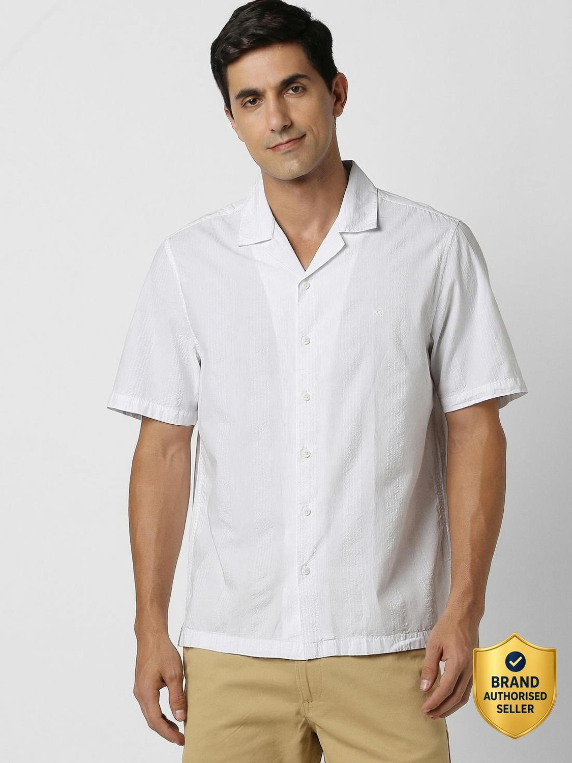 Image of PETER ENGLAND Men Solid Casual White Shirt