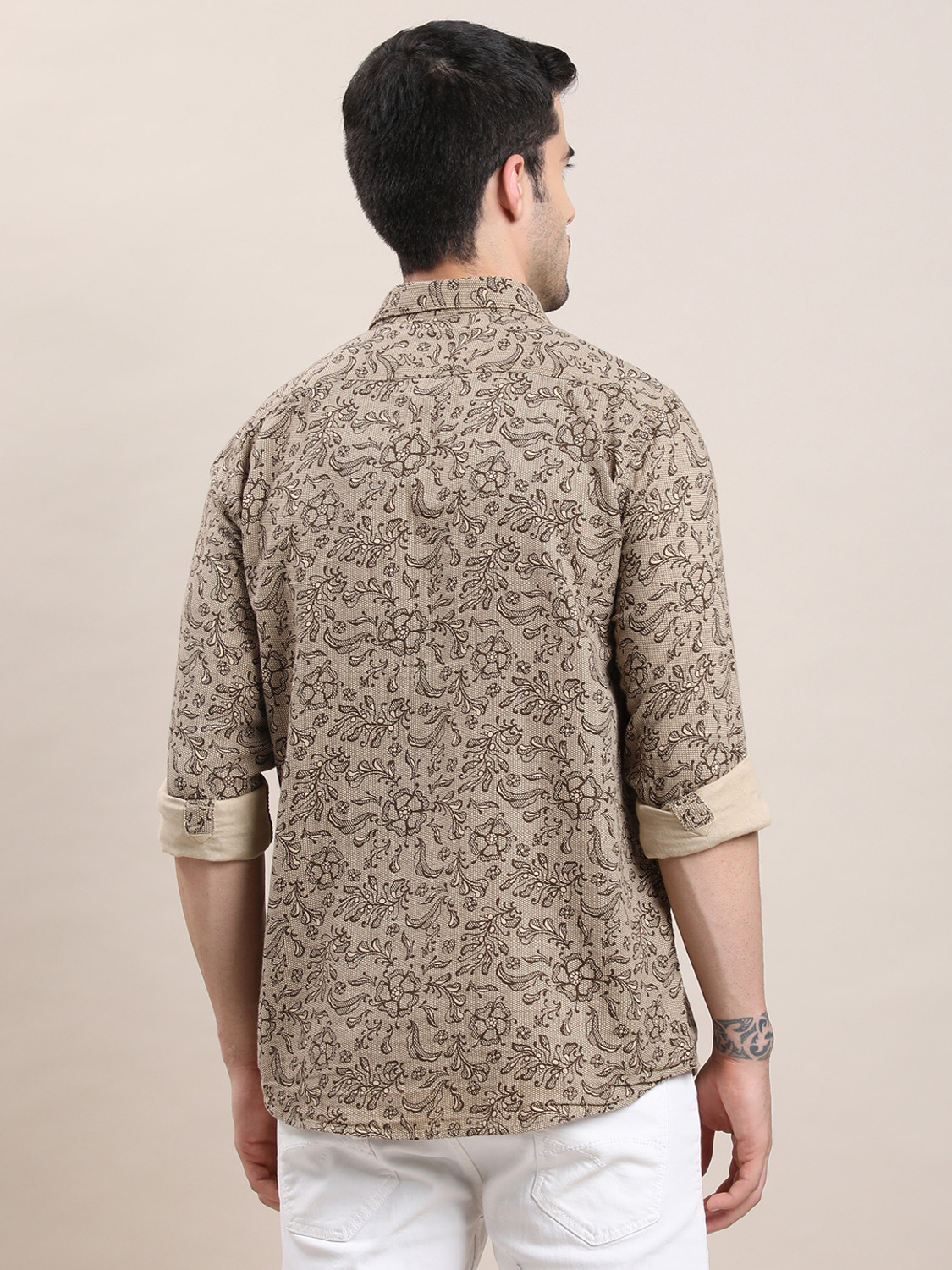 Image of TURTLE Men Printed Casual Brown Shirt