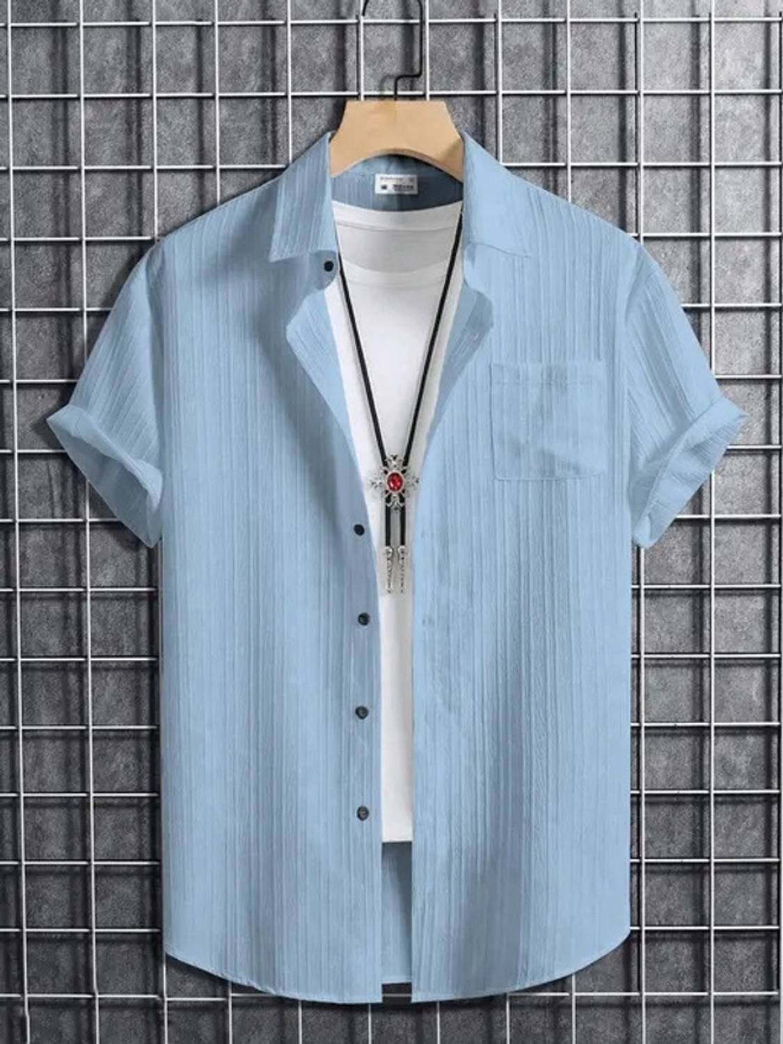 Abhirushi Boys Solid Casual Light Blue Shirt
