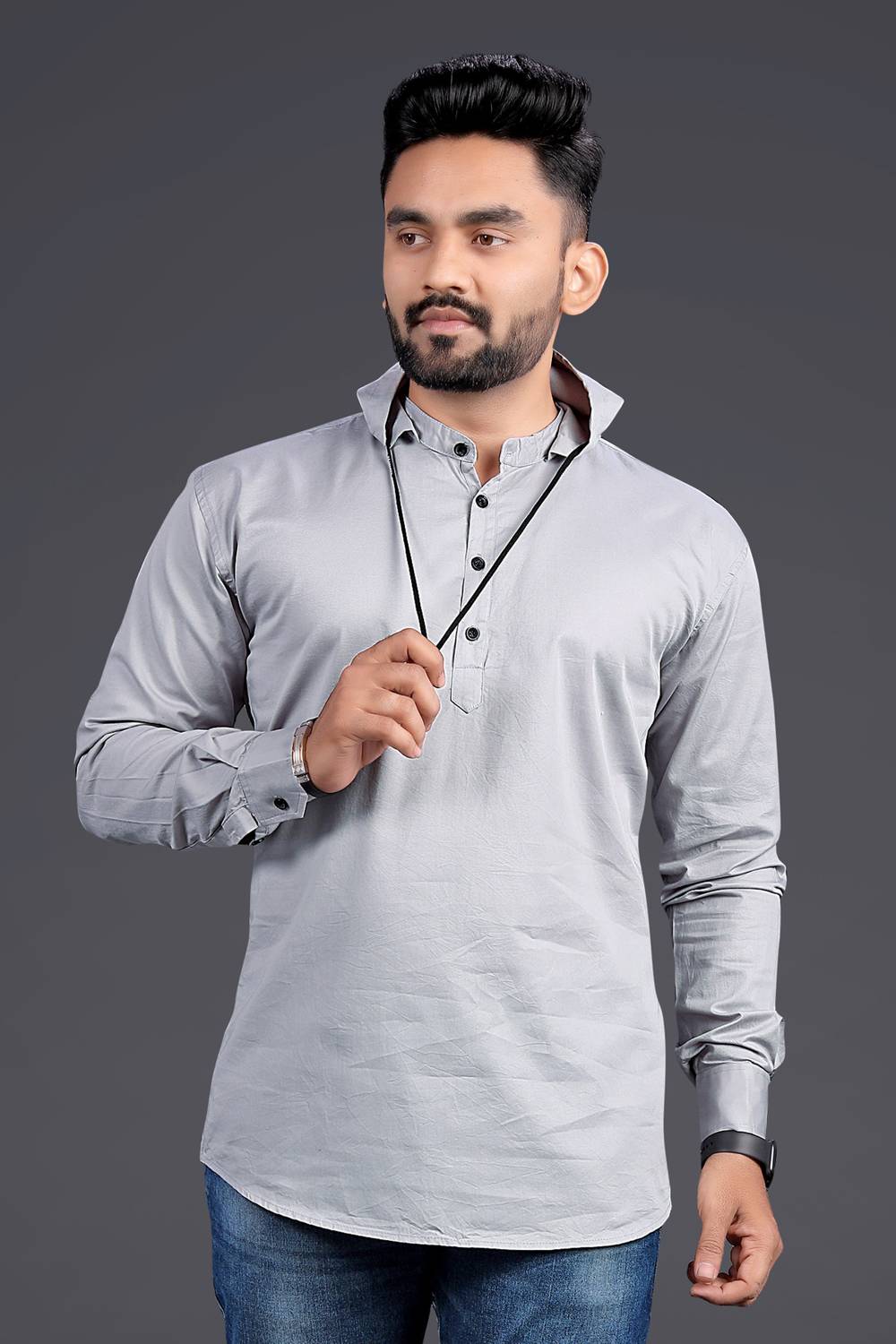 Nofilter Men Regular Fit Washed Ribbed Collar Casual Shirt