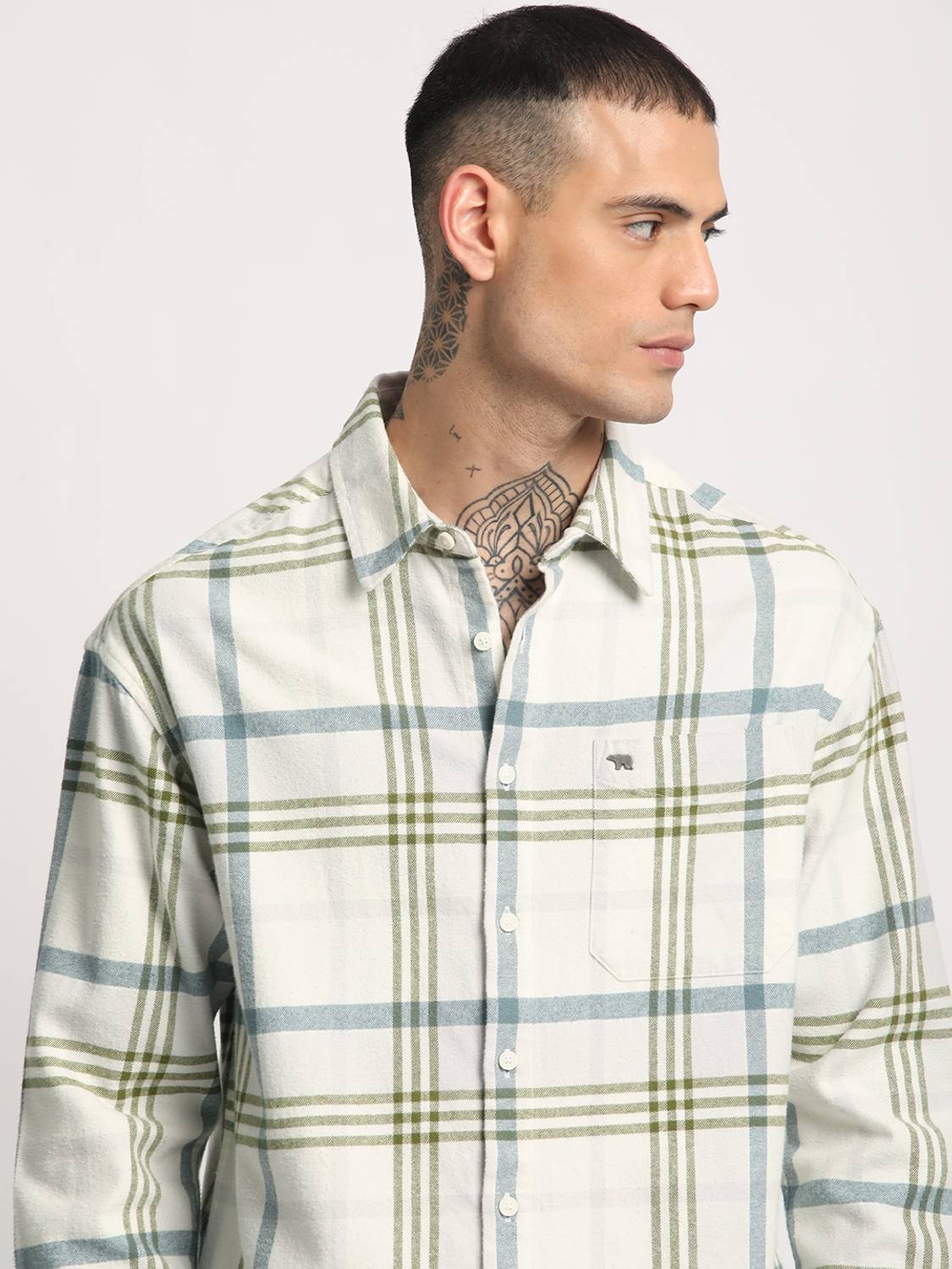 THE BEAR HOUSE Men Oversized Checkered Casual Shirt - Image 5