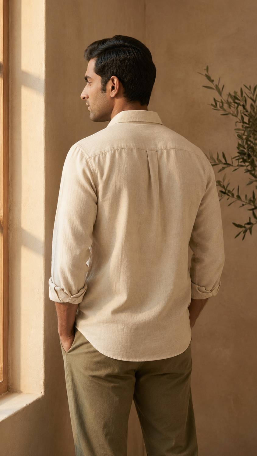 Kesar Men Beige Embroidered Casual Shirt - Image 3