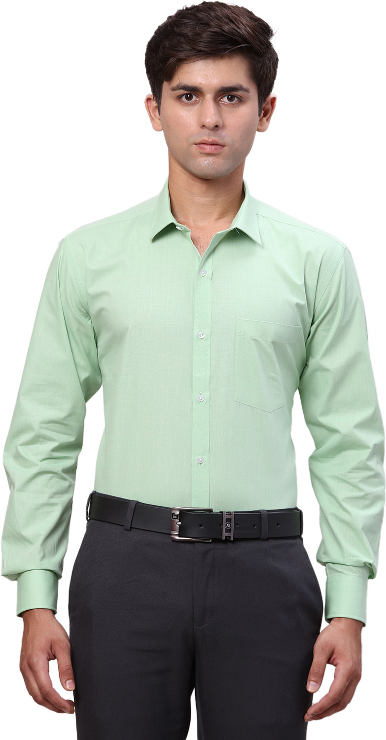 Image of PARK AVENUE Men Self Design Formal Green Shirt