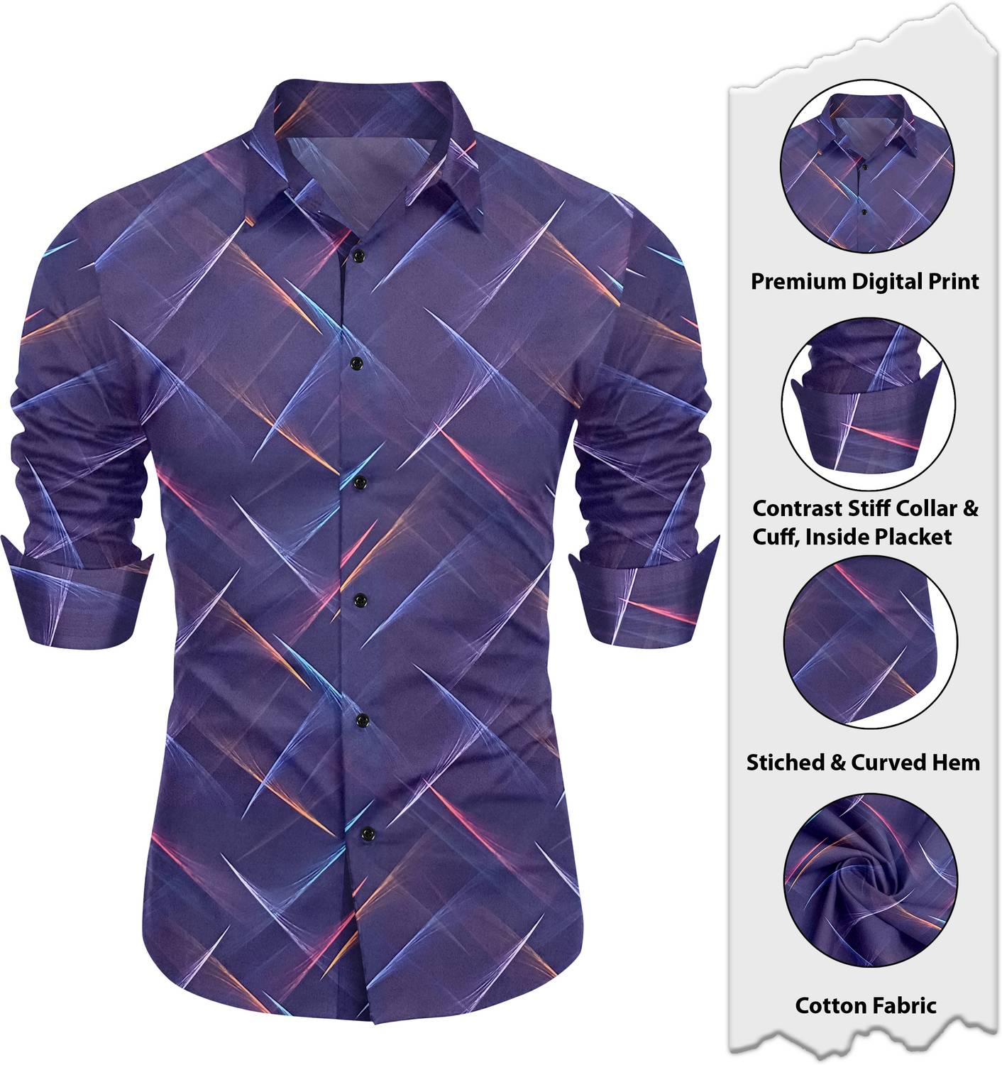 AITAVIKOVERSEAS Men Printed Casual Blue Shirt