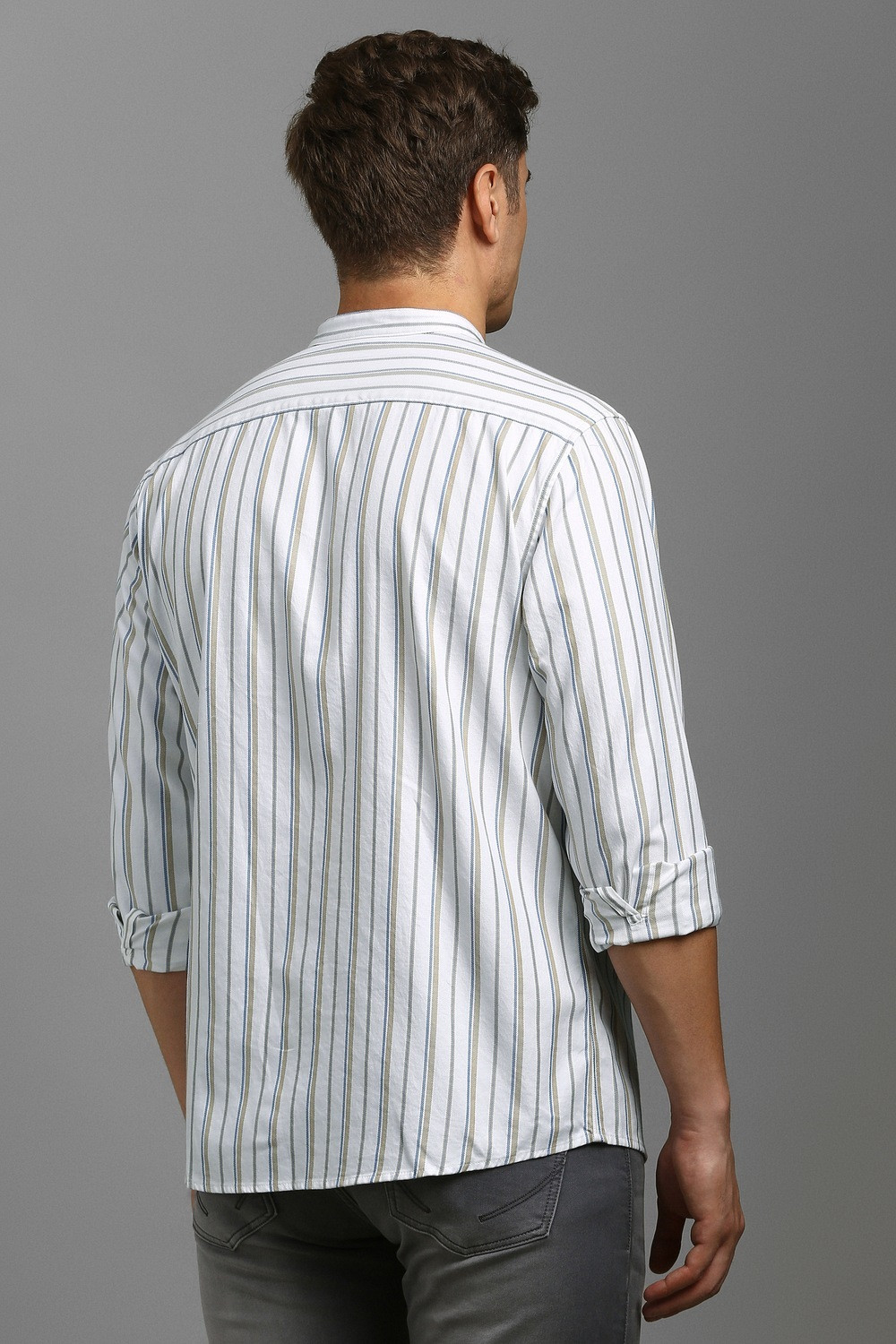 Image of LOUIS PHILIPPE Men Striped Casual White Shirt