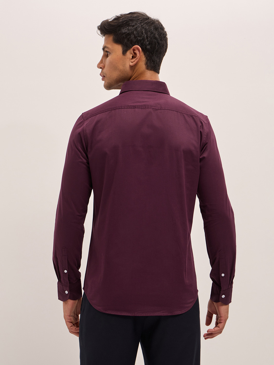 Image of THE BEAR HOUSE Men Solid Formal Maroon Shirt