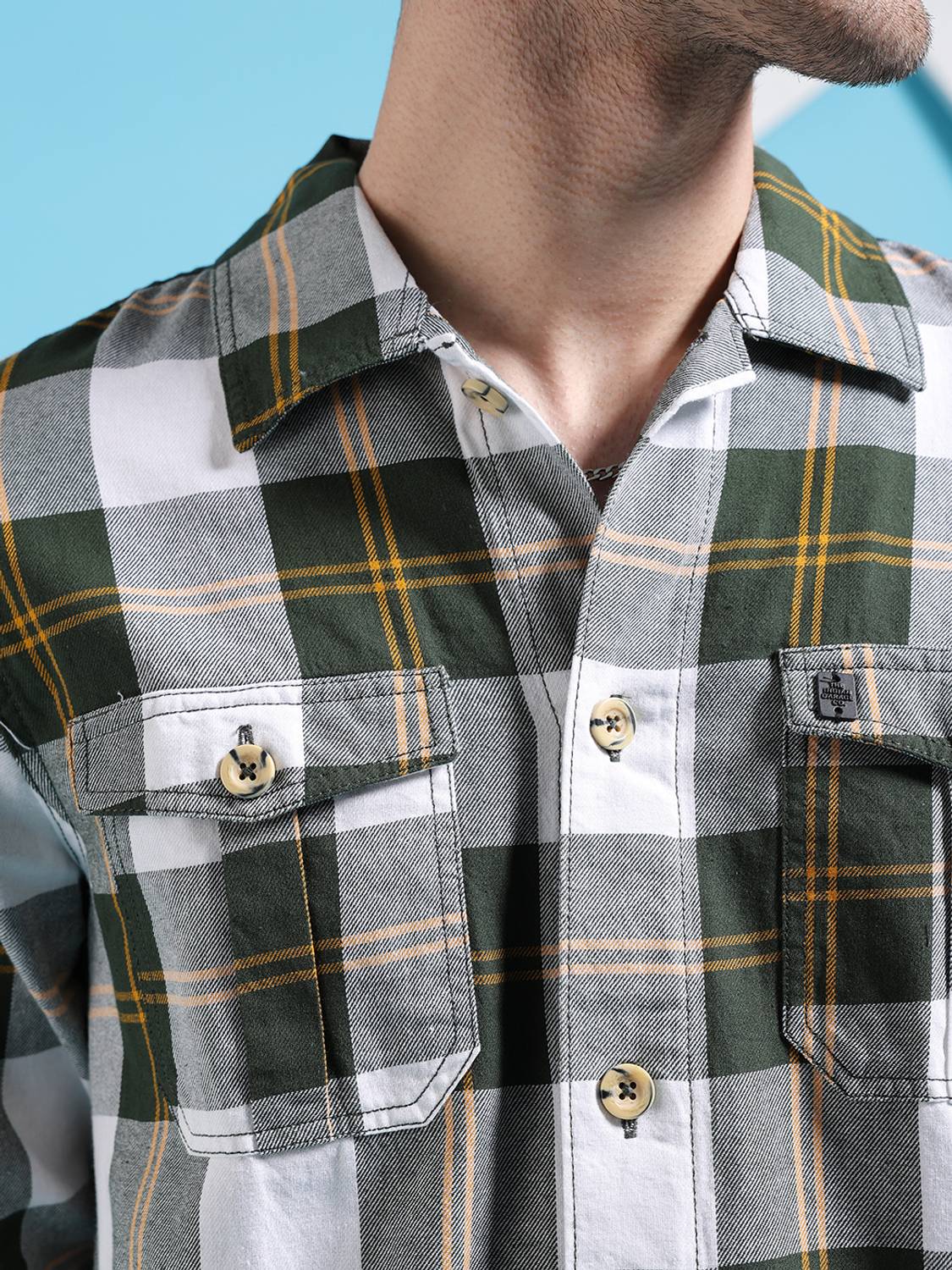 The Indian Garage Co. Men Green Checkered Shirt - Image 2