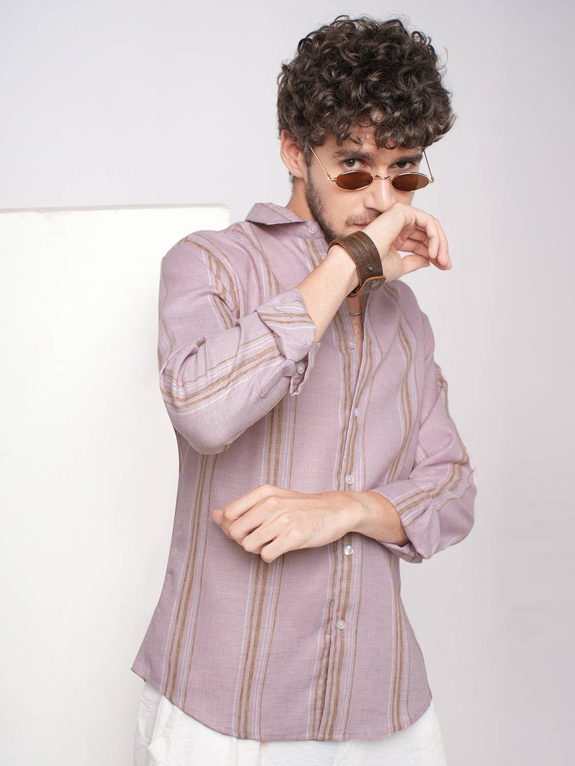 VASTRADO Men Striped Pink Shirt - Image 5