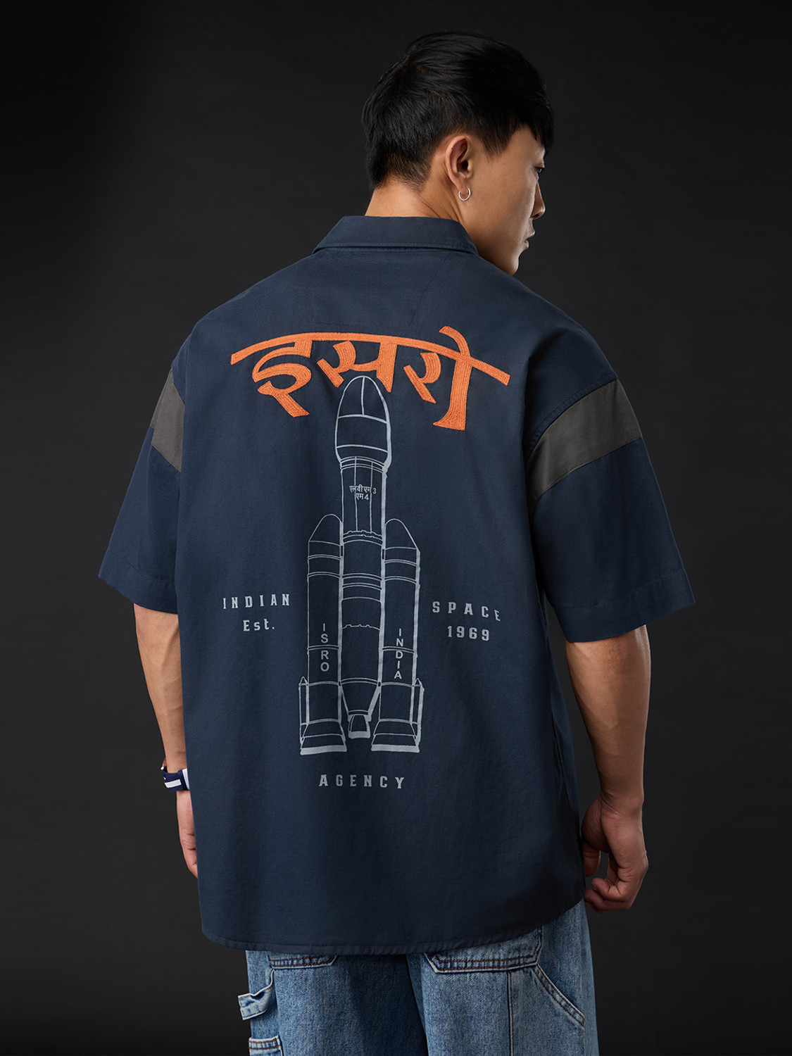 Image of The Souled Store Men Printed Casual Dark Blue Shirt