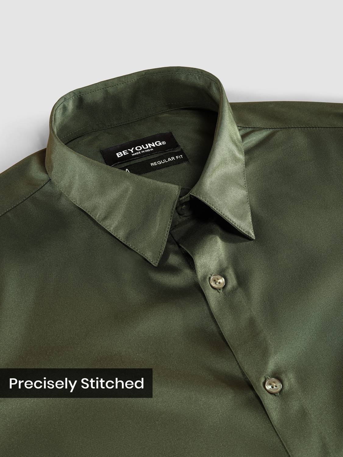 BEYOUNG Men Green Formal Shirt - Image 4