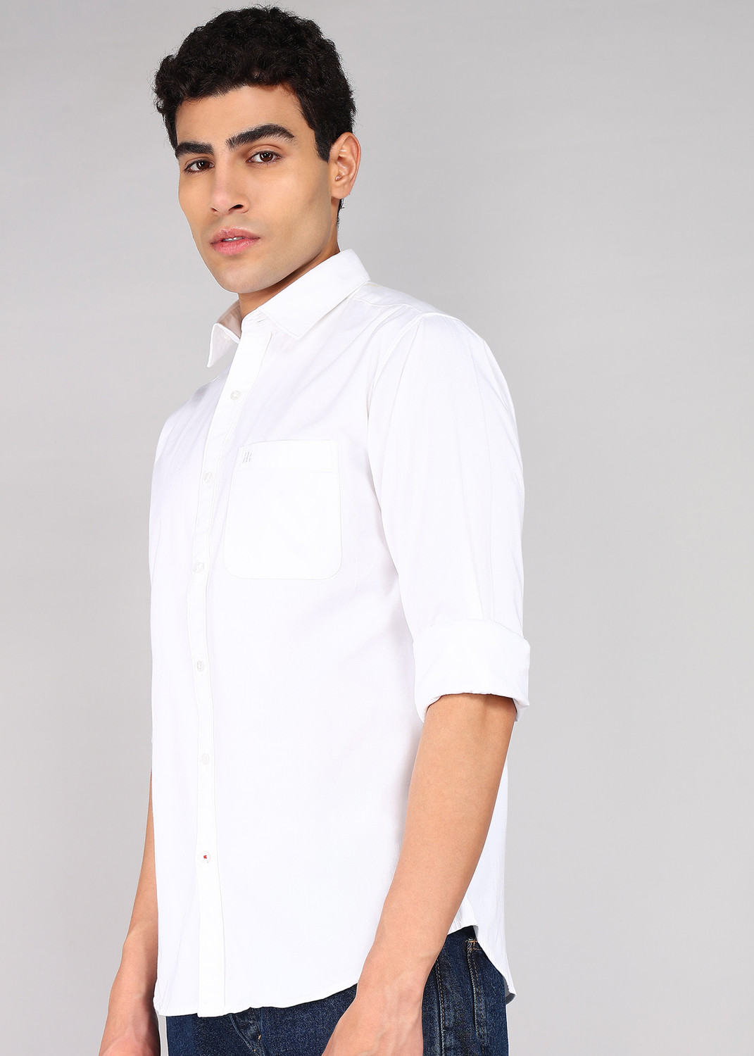 Image of Raymond Men Solid Casual White Shirt