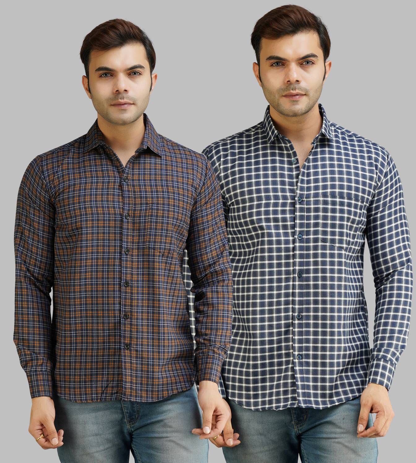 youth first Men Regular Fit Checkered Spread Collar Casual Shirt