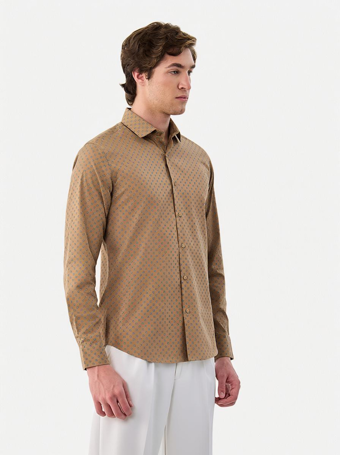 Snitch Men Printed Formal Yellow Shirt