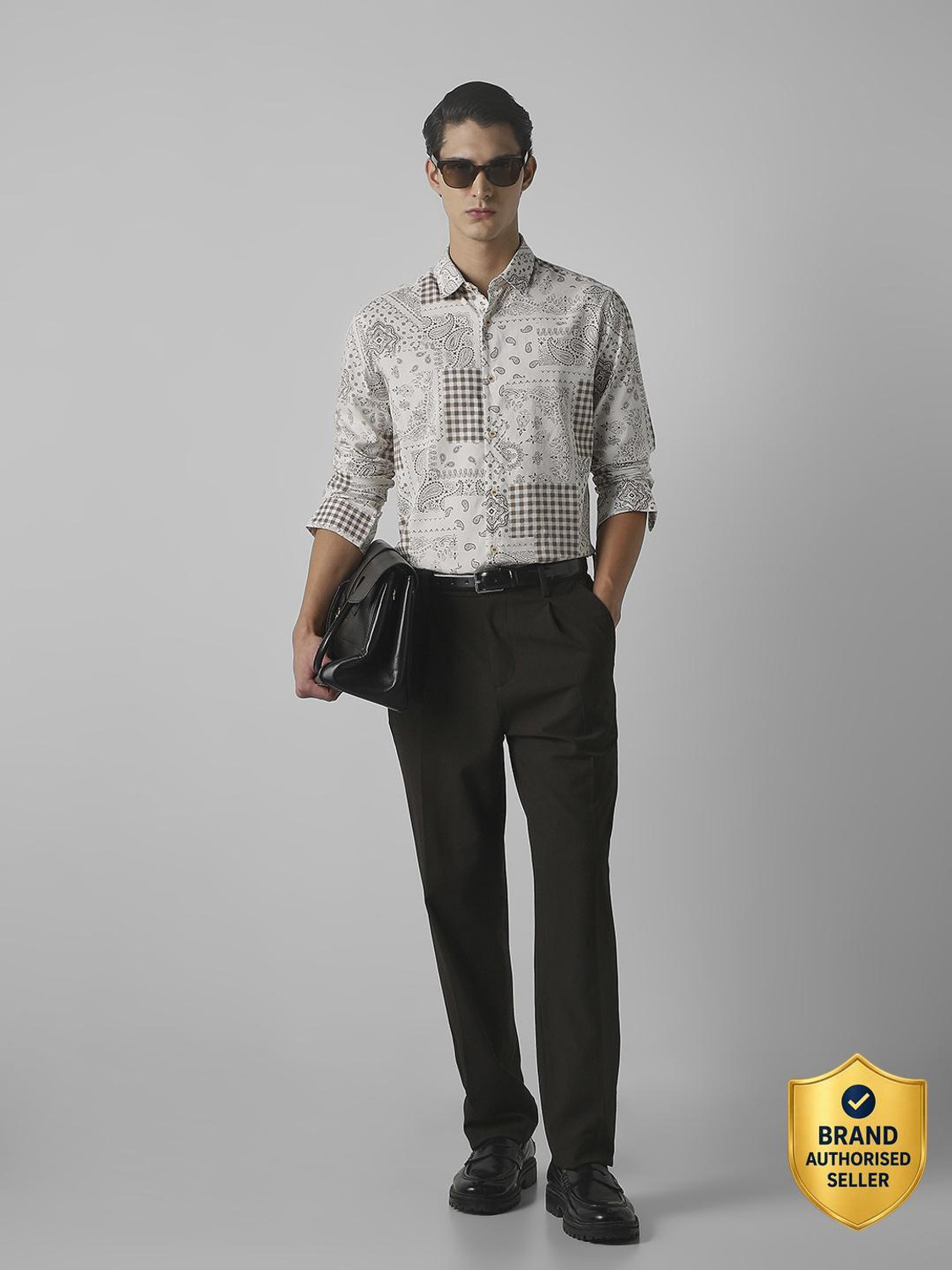 Image of MUFTI Men Printed Casual Brown Shirt
