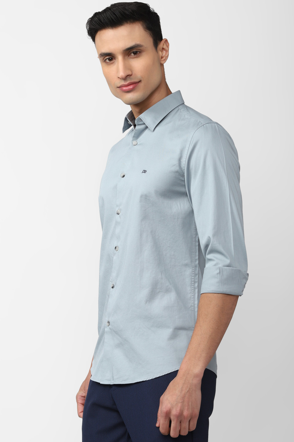 Image of PETER ENGLAND Men Solid Casual Grey Shirt