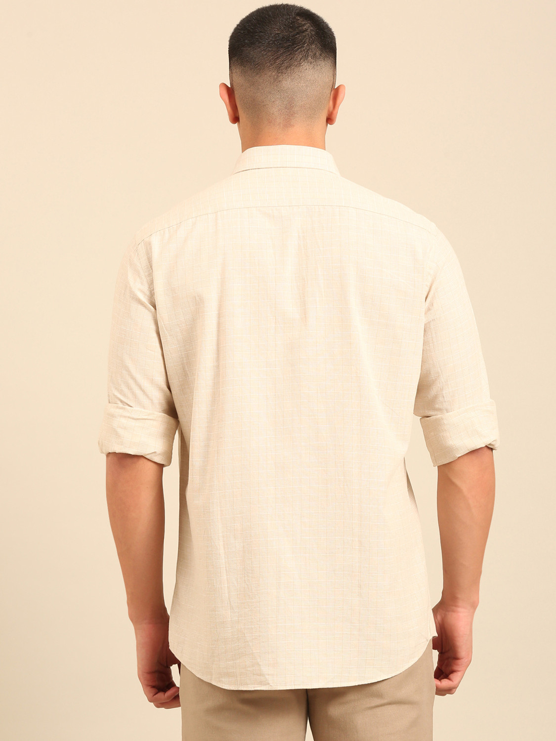 Image of CAVALLO BY LINEN CLUB Men Checkered Casual Brown Shirt