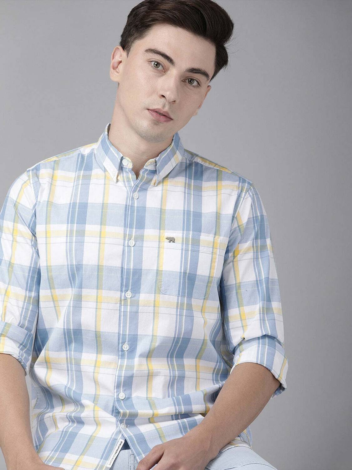 THE BEAR HOUSE Men Slim Fit Checkered Shirt - Image 1